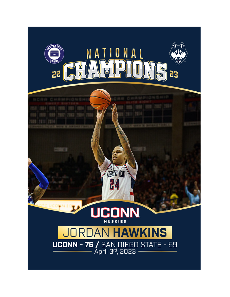 Jordan Hawkins UCONN Basketball "National Champions" Trading Card (