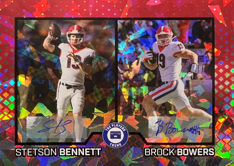 Stetson Bennett & Brock Bowers Dual SIGNED 1 of 1 "CRACKED ICE" Trading Card (